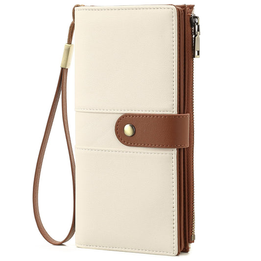GAEKEAO Wallets for Women Leather RFID Blocking Large Capacity Card Case Ladies Wristlet Clutch Wallets Zipper Pocket with 4 ID Windows 21 Card Slots
