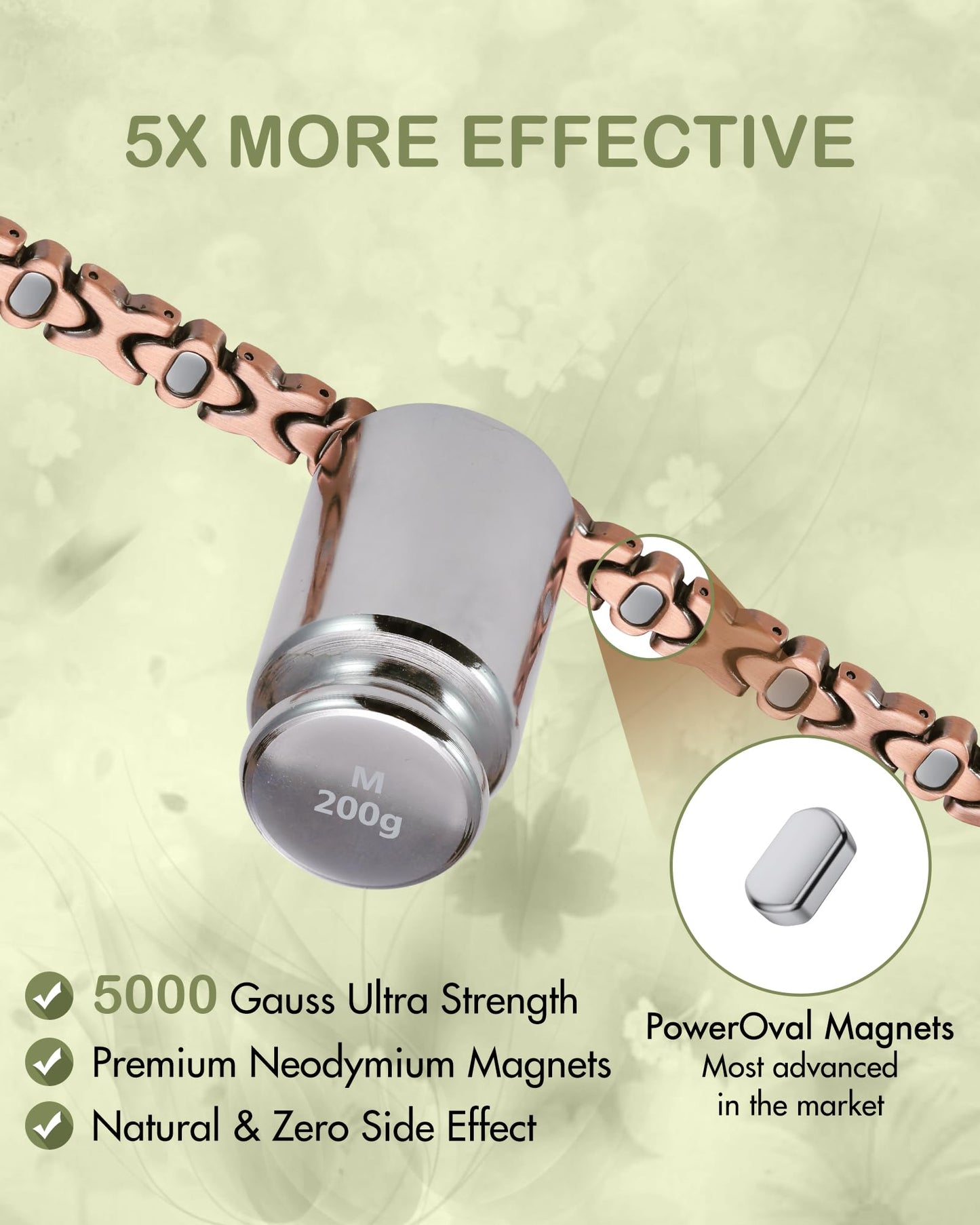 Feraco Pure Copper Bracelets for Women, 5X Ultra Strength Magnetic Bracelet with 5000 Gauss Magnets & Sparkling Cubic Zirconia, Premium Folding Clasp, Infinite Clover Jewelry Gift