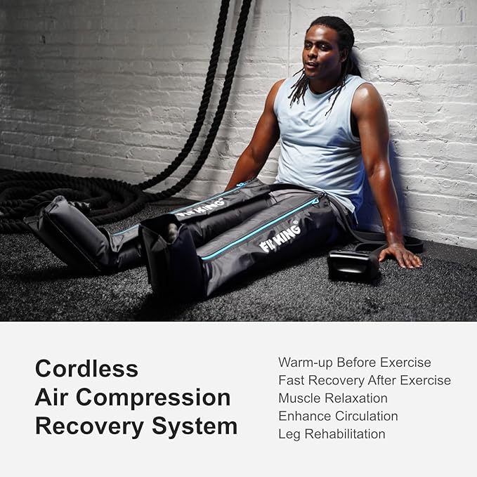 FIT KING Air Compression Recovery System, Cordless Full Leg Massager with Dynamic Pressure, Reduces Muscle Pain and Improves Circulation, Fast Recovery for Athletes (Small)