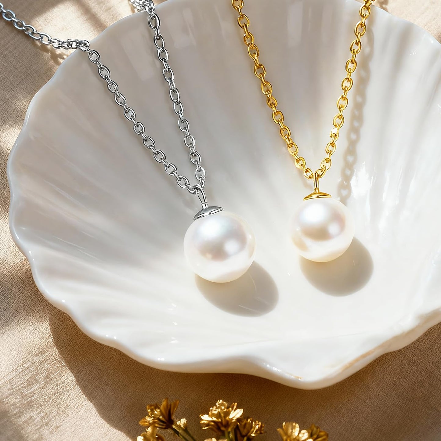 SUNFEEL 925 Sterling Silver Pearl Necklaces for women 12MM Single Pearl Pendant Necklace Gifts for Her Mom Wife Girlfriend Engagement Wedding Birdal Christmas Trendy Jewelry