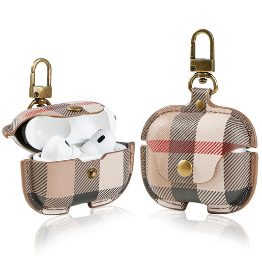 for AirPods Pro 3 Case, Leather Cute Full Body Shockproof Protective Cover for AirPods Pro 3nd Generation Case for Women Men with Keychain