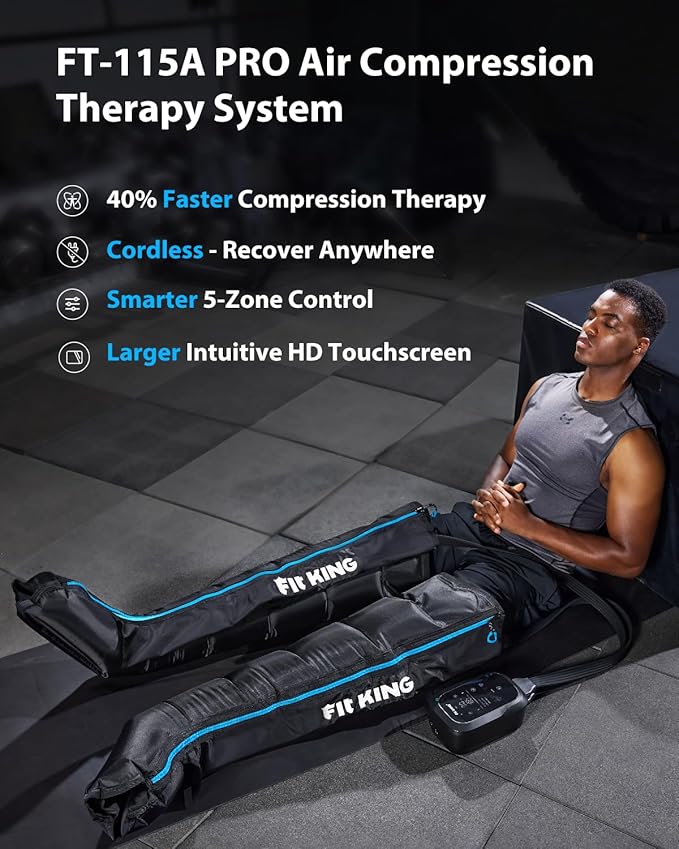 FIT KING Upgraded Leg Massager Recovery Boots, Professional Air Compression Recovery System for Circulation & Athlete-Level Fast Recovery, Cordless Rechargeable Compression Boots (Medium)