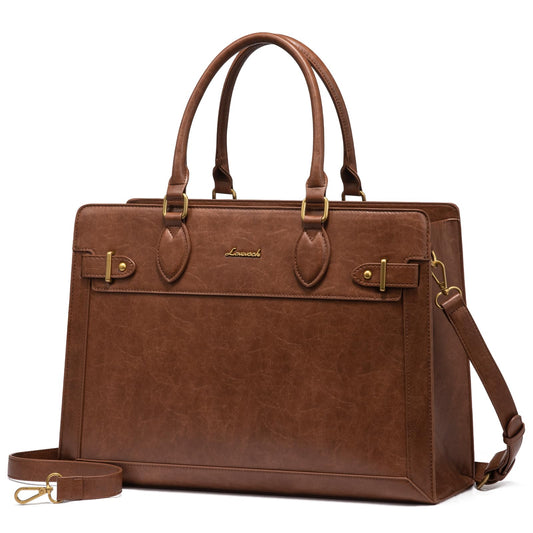 LOVEVOOK Laptop Bag for Women, 15.6 Inch Large PU Leather Tote Bag, Professional Teacher Work Bag, Waterproof Business Computer Briefcase, Shoulder Tote Purse for Office