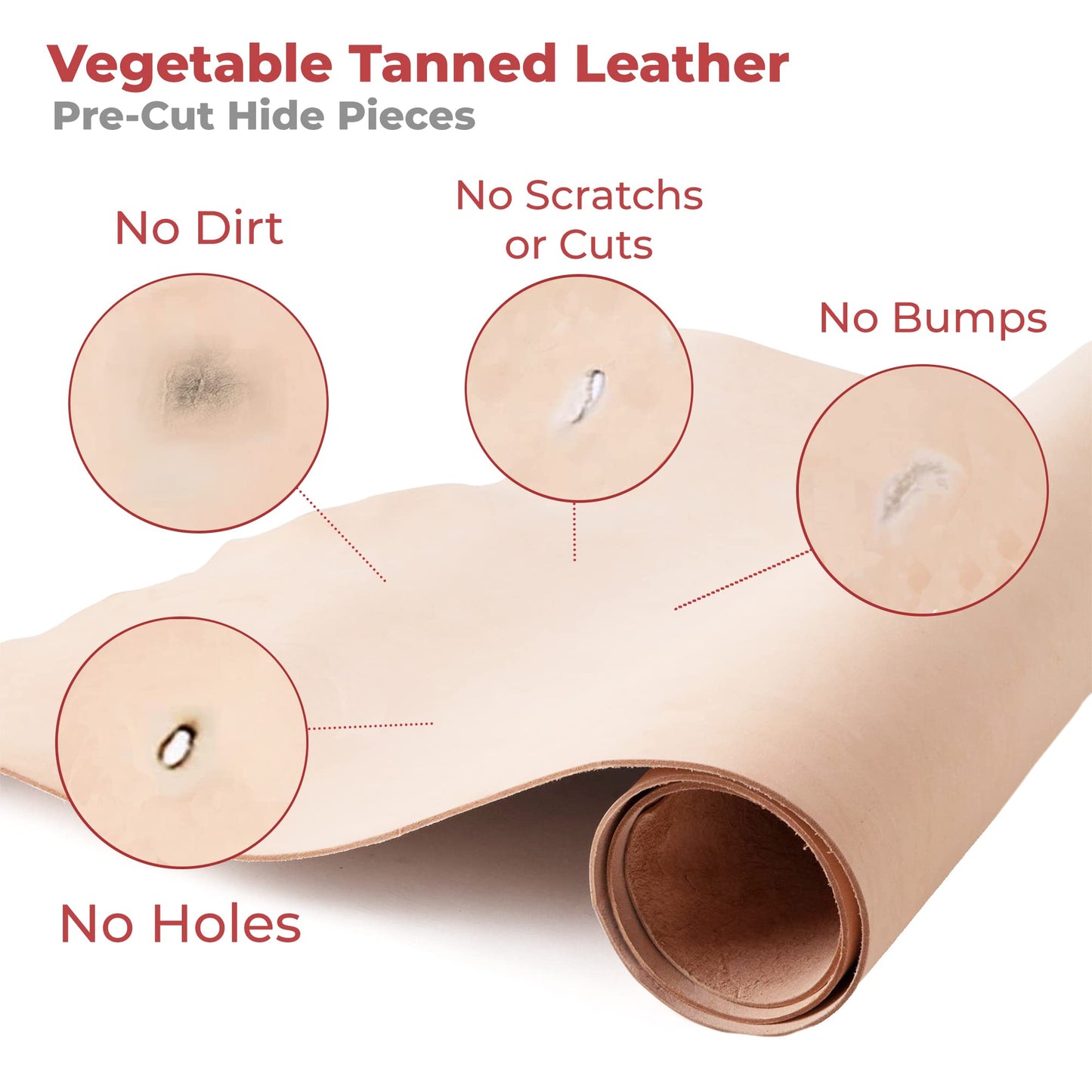 ELW Full Grain Cowhide Leather 4-5 oz [1.6-2mm] Thickness in Pre-Cut Size: 10"x24", AB Grade Hide Vegetable Tanned Leather Using for Tooling, Carving, Molding, Dyeing Material for Craft, Hobby