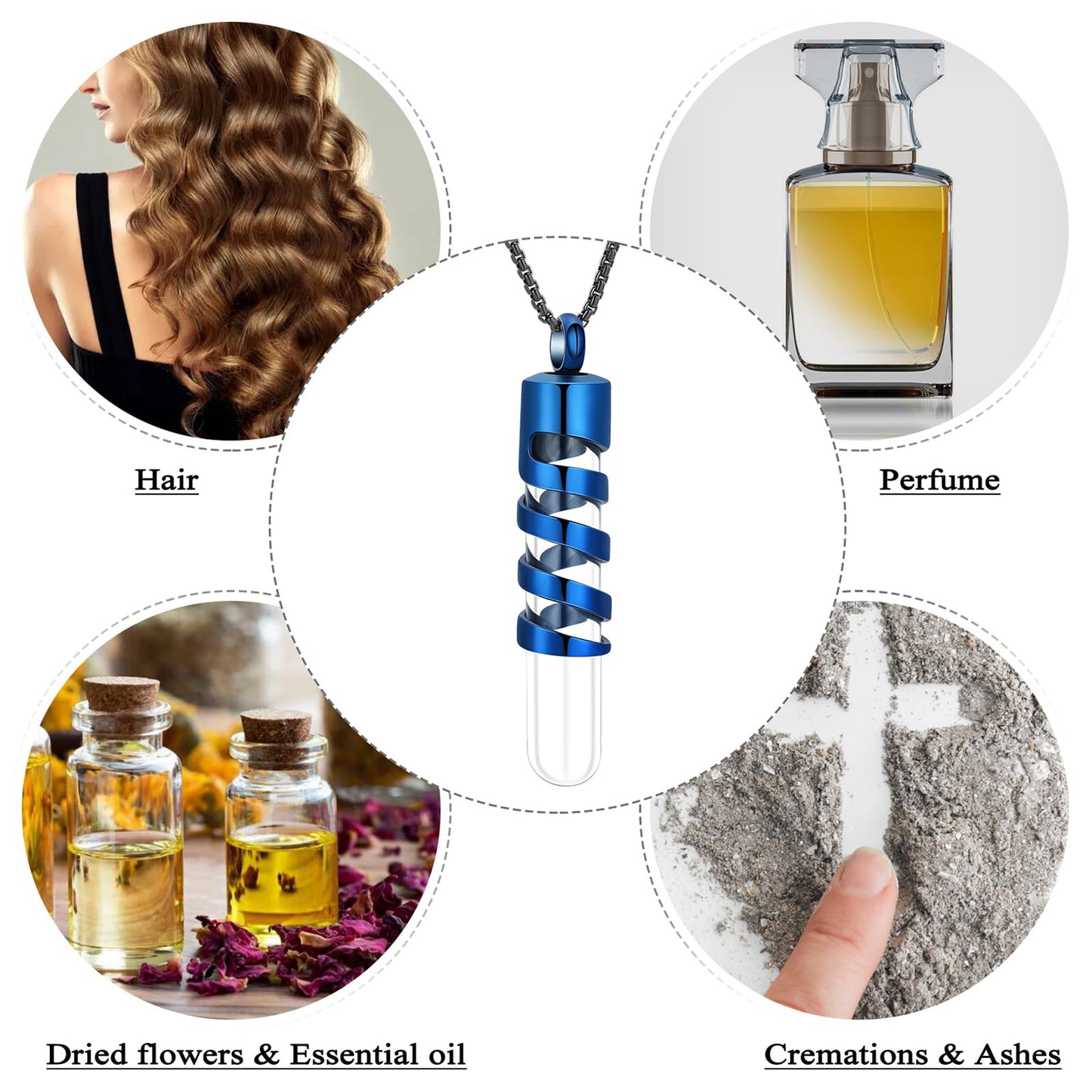 Cremation Jewelry for ashes Clear Glass Tube Cylinder urn Pendant Stainless Steel Urn Necklace Memorial Jewelry Ashes Necklace Cremation Keepsake for Men Women