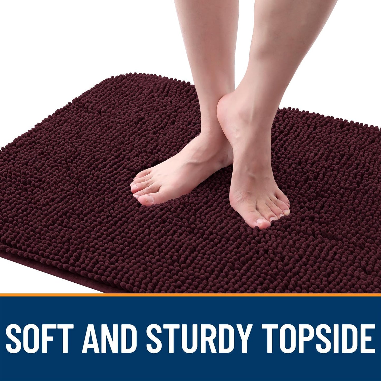 OLANLY Dog Door Mat - Absorbent Non-Slip Chenille Mat for Muddy Paws | 44x24 Inches, Quick Dry, Russet