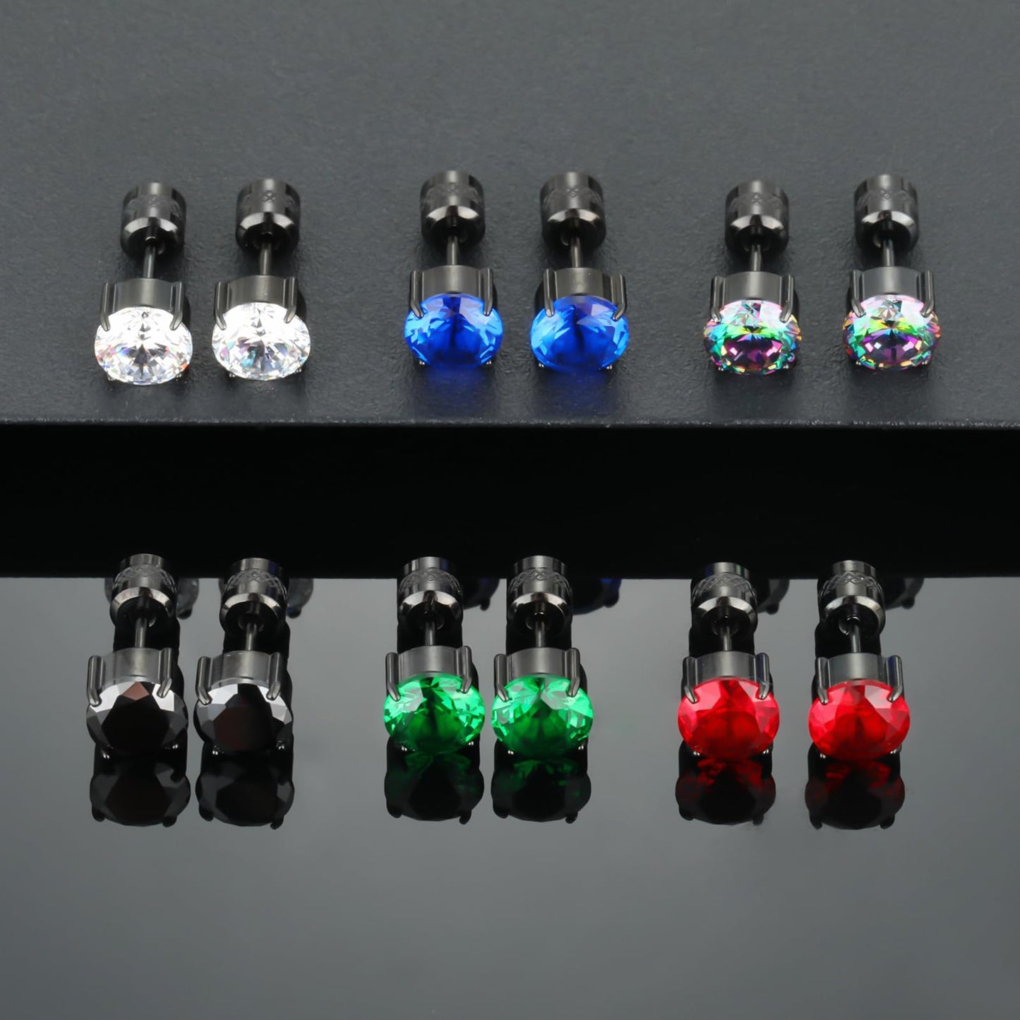 ZQGOFPT 7 Pairs 𝐓𝐢𝐭𝐚𝐧𝐢𝐮𝐦 𝐒𝐜𝐫𝐞𝐰 𝐁𝐚𝐜𝐤 Earrings for Women Men, 𝐒𝐮𝐫𝐠𝐢𝐜𝐚𝐥 Stainless 𝐒𝐭𝐞𝐞𝐥 Hoop Huggie 𝐄𝐚𝐫𝐫𝐢𝐧𝐠𝐬 Rainbow 5A 𝐂𝐮𝐛𝐢𝐜 𝐙𝐢𝐫𝐜𝐨𝐧𝐢𝐚 Stud Earrings Set Multiple Cartilage 𝐏𝐢𝐞𝐫𝐜𝐢𝐧𝐠 Sleeper Jewelry for