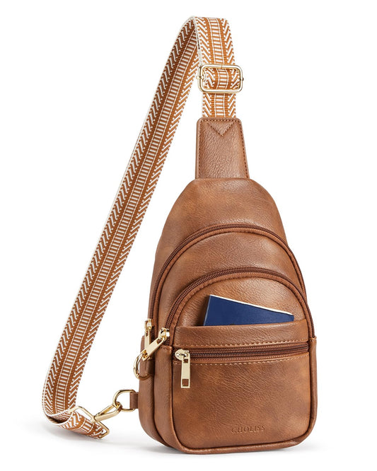 CHOLISS Anti Theft Small Sling Bag for Women and Men RFID Leather Crossbody Bags Fanny Pack Chest Bag Travel Purse Daypacks