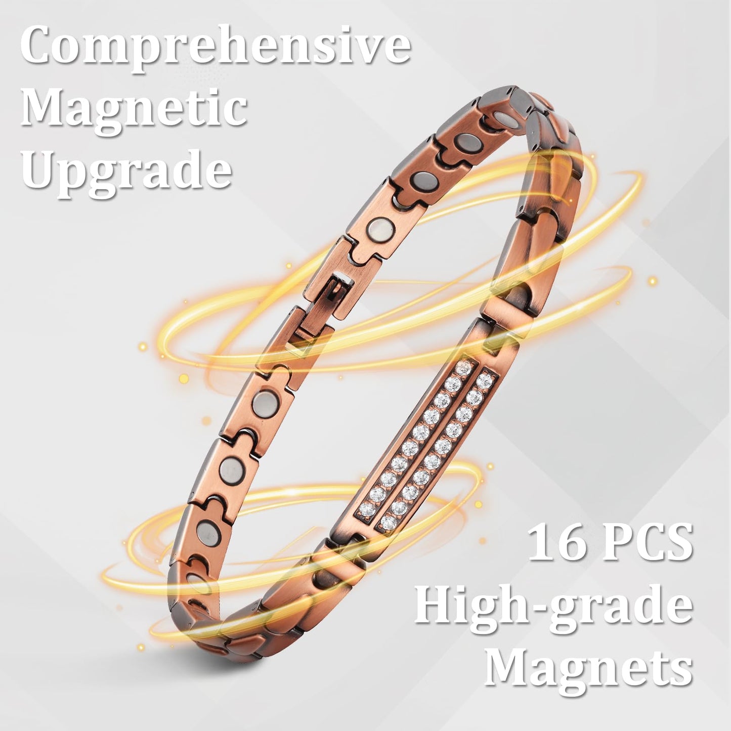 Fashtour 99.99% Pure Copper Magnetic Bracelet and Ring Set for Women, Heart Wire Design Adjustable Jewelry with 3800 Gauss Magnets, Elegant Gift Box (copper584)