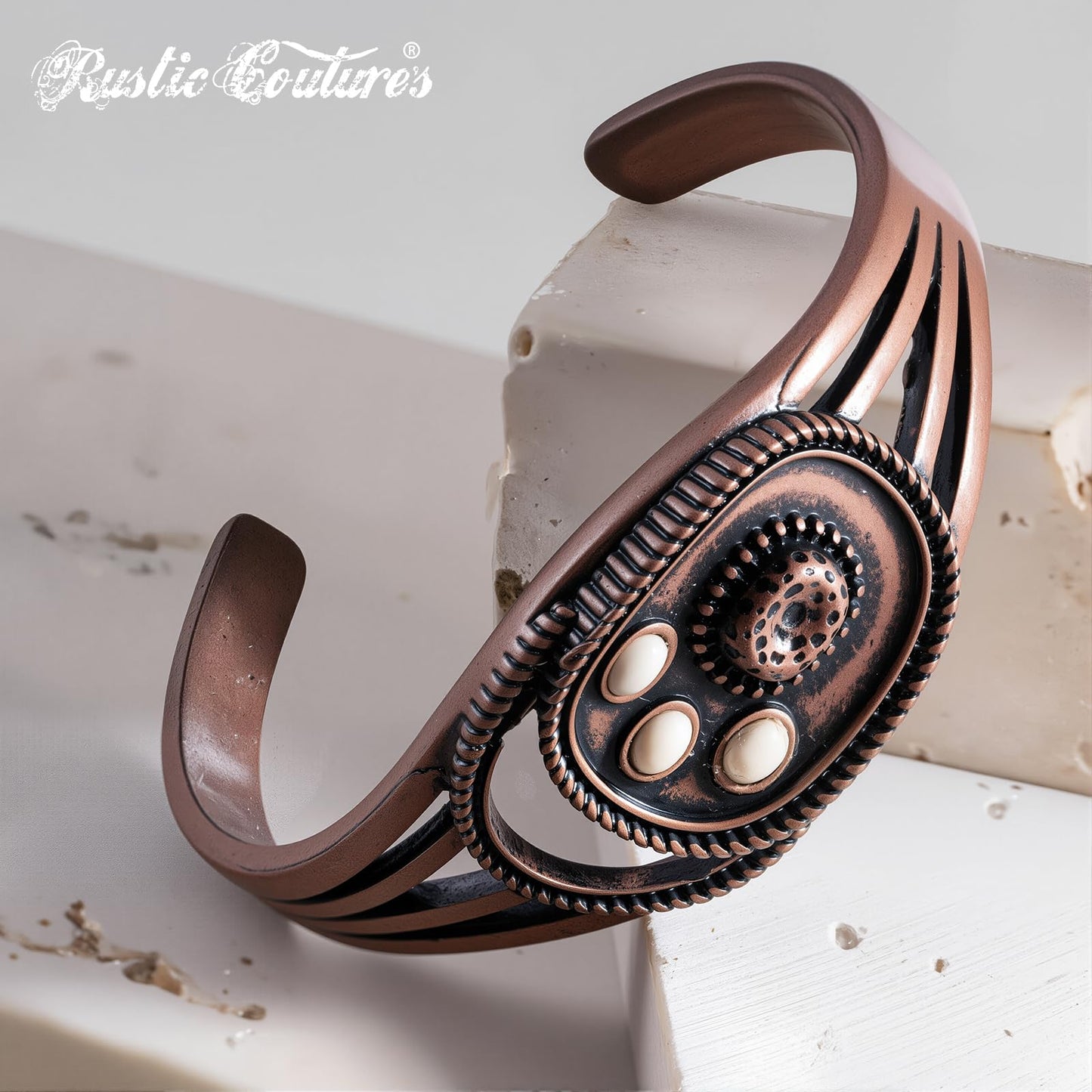 Montana West Rustic Couture's Jewelry Western Turquoise Cuff Bangle Bracelet Bohemian Vintage Elastic for Women Cowgirl White RCW-02-110WH