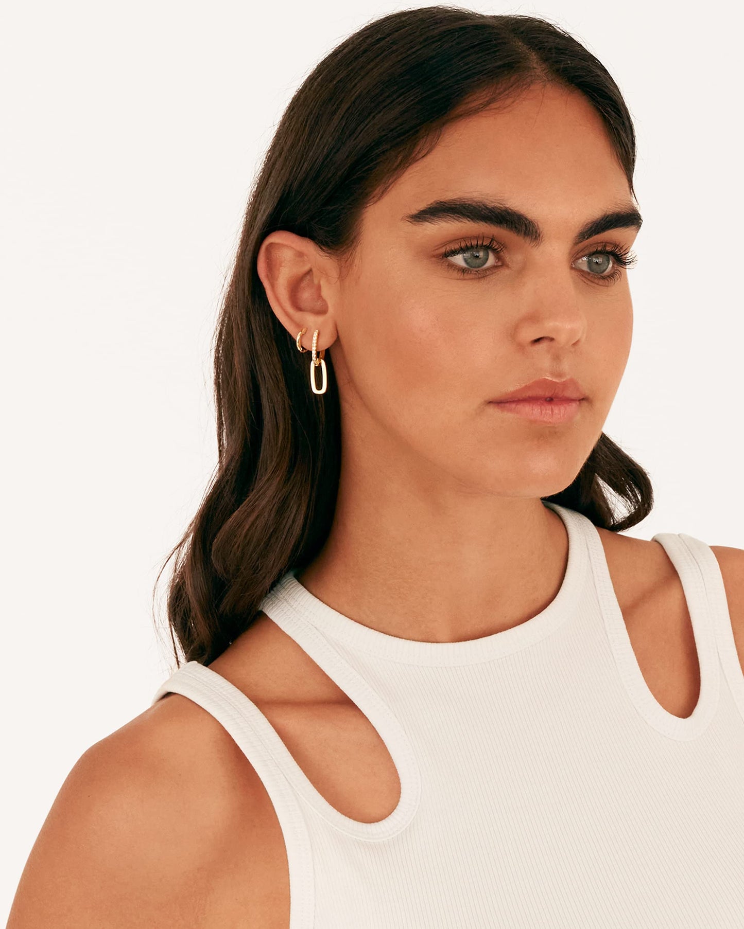 PAVOI 14K Yellow Gold Plated Convertible Link Cubic Zirconia Earrings - Link Chain Earrings & Drop Dangle