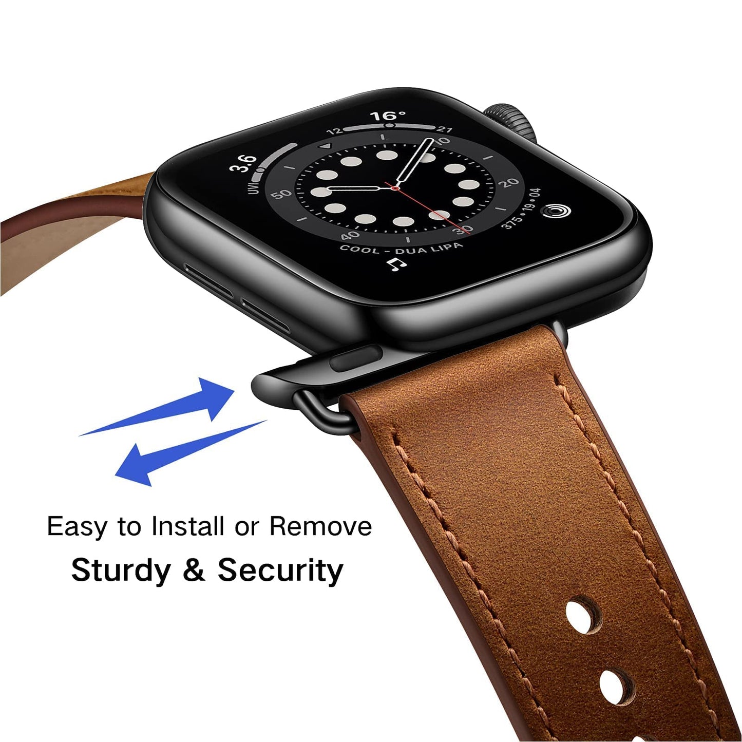 OUHENG Leather Bands Compatible with Apple Watch Band 49mm/46mm/45mm/44mm/42mm, Genuine Leather Strap for iWatch Ultra 3/2/1 & SE 3/2/1 Series 11 10 9 8 7 6 5 4 3 2 1 (Retro Brown/Black)
