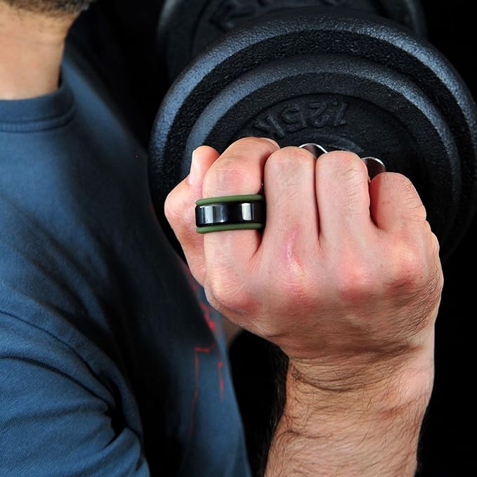 Rinfit Smart Ring Protector - Silicone Ring Enhancer for Active Lifestyle and Gym - StyleFit U.S. Design Patent - Green, Size 13