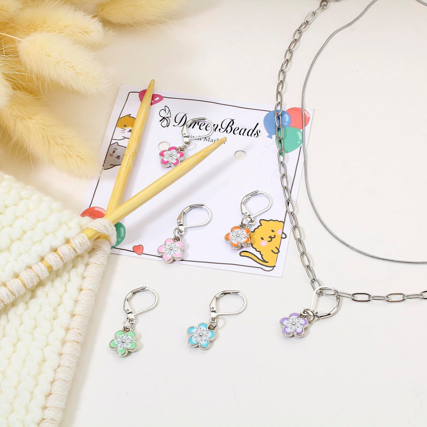 DoreenBeads Stitch Markers for Crocheting and Knitting, Alloy Enamel Crochet Marker Crochet Gifts for Knitting Weaving Sewing Accessories Quilting Jewelry Making