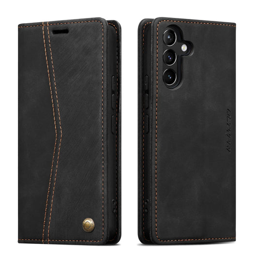 QLTYPRI Case for Samsung Galaxy A56, Vintage PU Leather Wallet Case Card Slot Kickstand Magnetic Closure Shockproof Flip Folio Case Cover for Samsung Galaxy A56 - Retro Black