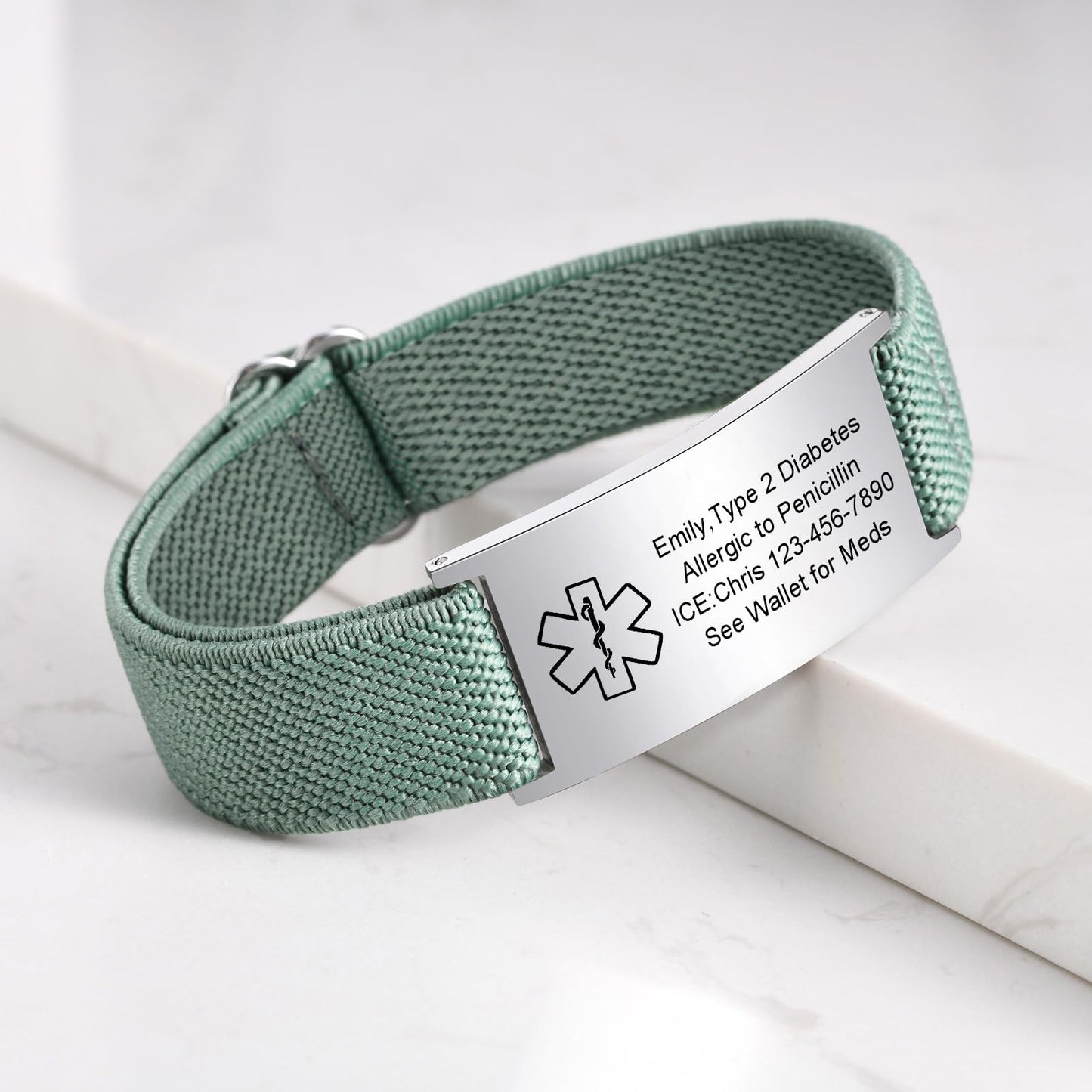 VNOX Medical Alert Bracelets for Men & Women with Free Engraving Adjustable Stainless Steel Mesh Emergency Medical ID Bracelets Wristband