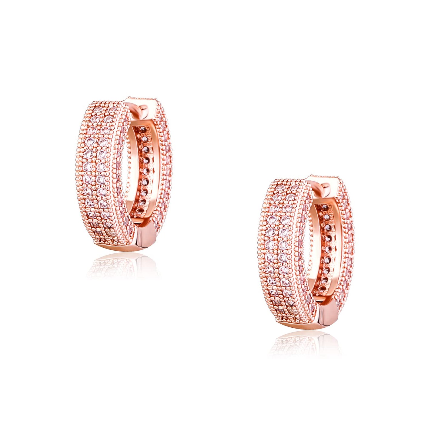 TOPGRILLZ Iced Out Hoop Earrings Cubic Zirconia Huggie Cartilage Cuff Hypoallergenic 14K Gold Plated Luxury Fashion Round Circle Earrings For Men Women-05RG