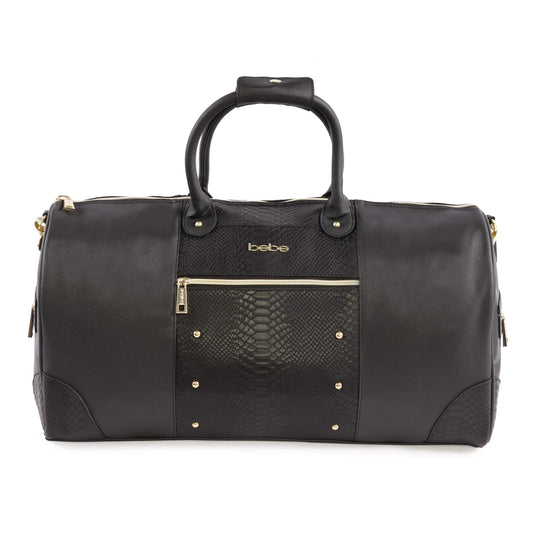 BEBE Ellisa Weekend Travel Bag For Women Weekender Bag, Black Croc