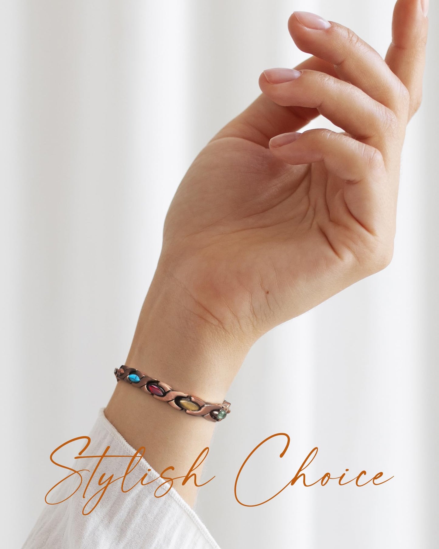 Jecanori Copper Bracelets for Women, Magnetic Bracelets for Women with 3800 Gauss Ultra Magnets and Sizing Tool, Featuring a Fish Tail Design