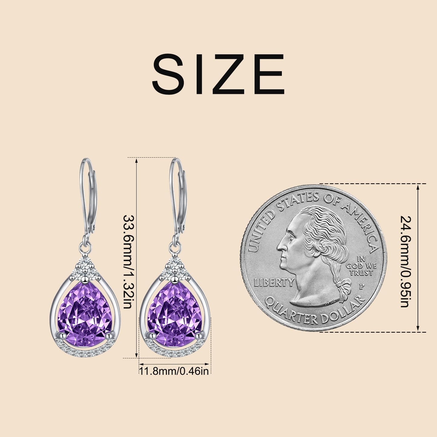 Amethyst Earrings Sterling Silver Dark Purple Birthstone Earrings AAAAA Cubic Zirconia Teardrop Dangles Jewelry Christmas Gifts for Women