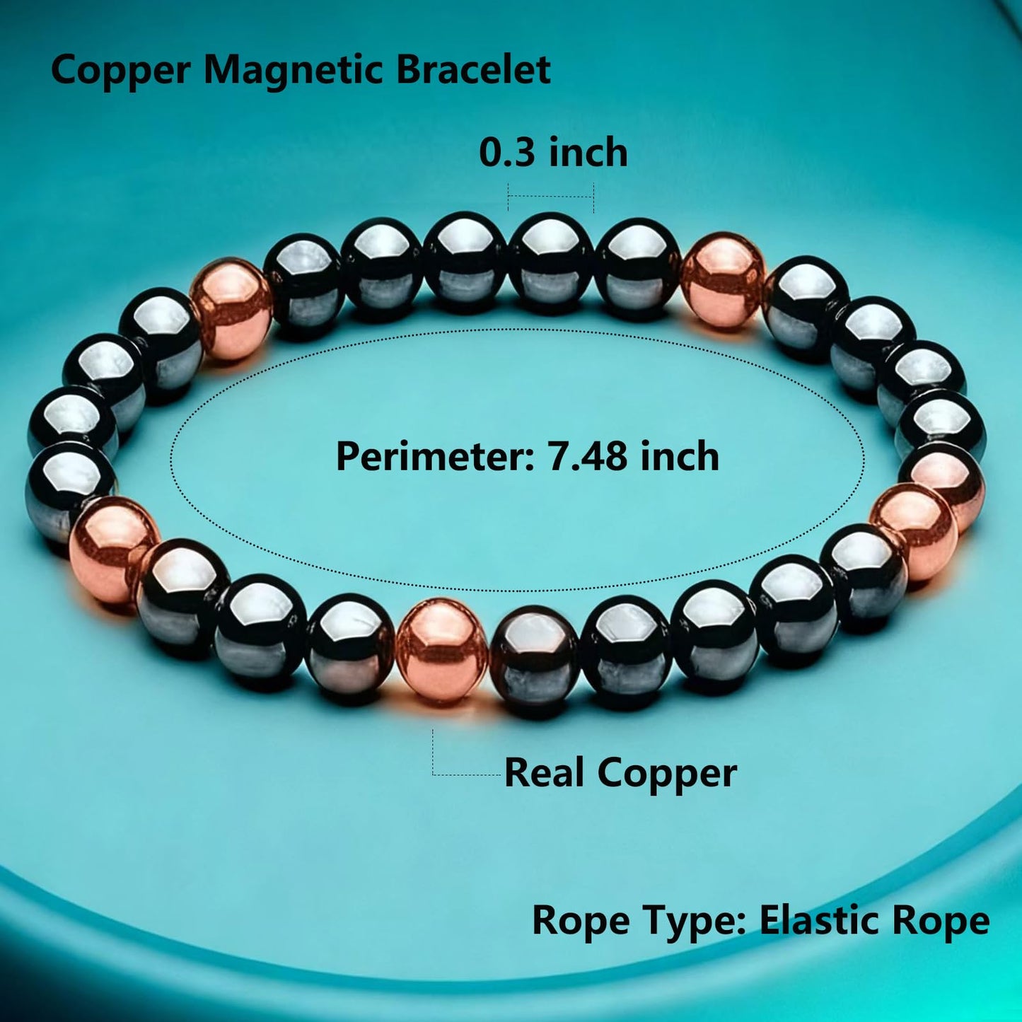 Drkao Woman Copper Bracelets Hematite Magnet Bracelet for Woman Man, Magnetic Therapy Bracelets Christmas Gift of Love Valentine's Day Aniversary Gift Health to Family Pulseras Magneticas For Mother Copper Red 2 Pack
