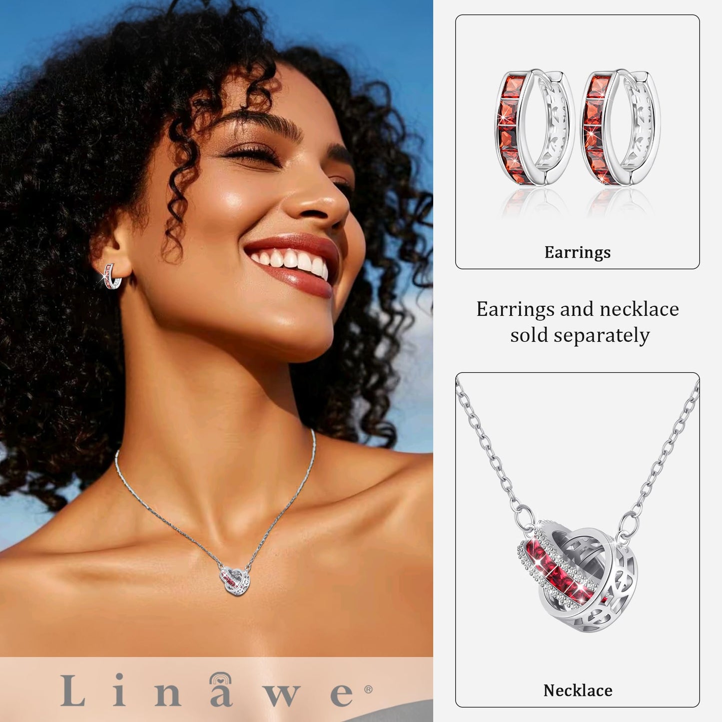 Linawe Tragus Piercing Jewelry, Silver Hoop Earrings for Women Trendy, Small Chunky Huggie Earrings, Red Cubic Zirconia Rhinestone Imitation Diamond Ruby Crystal Helix Earrings, Mini Hoop