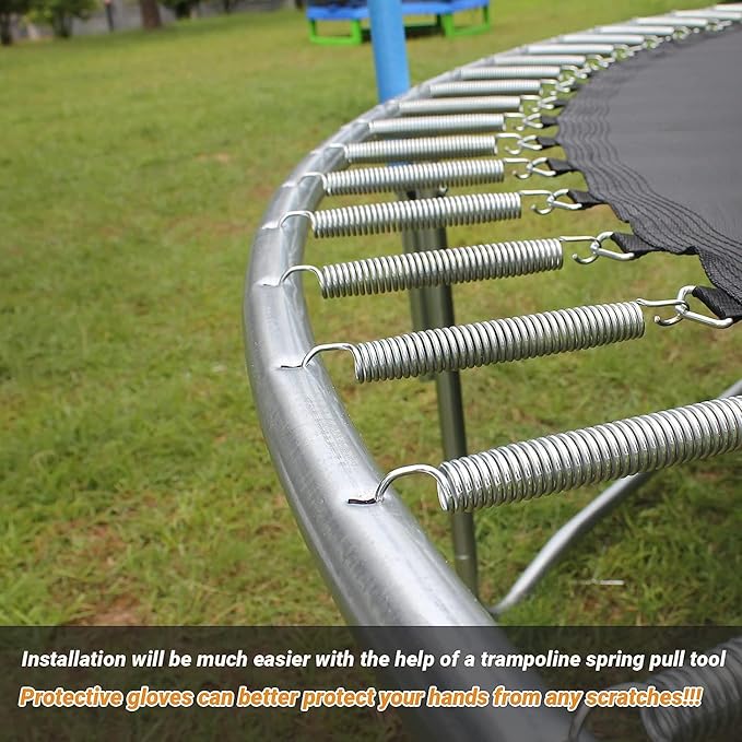 5.5inch/6.5inch/7inchTrampoline Springs Heavy Duty Stainless Steel Replacement Trampoline Replacement Parts, Weather-Resistant, Includes Tool and Gloves, Universal Trampolines Spring Tool