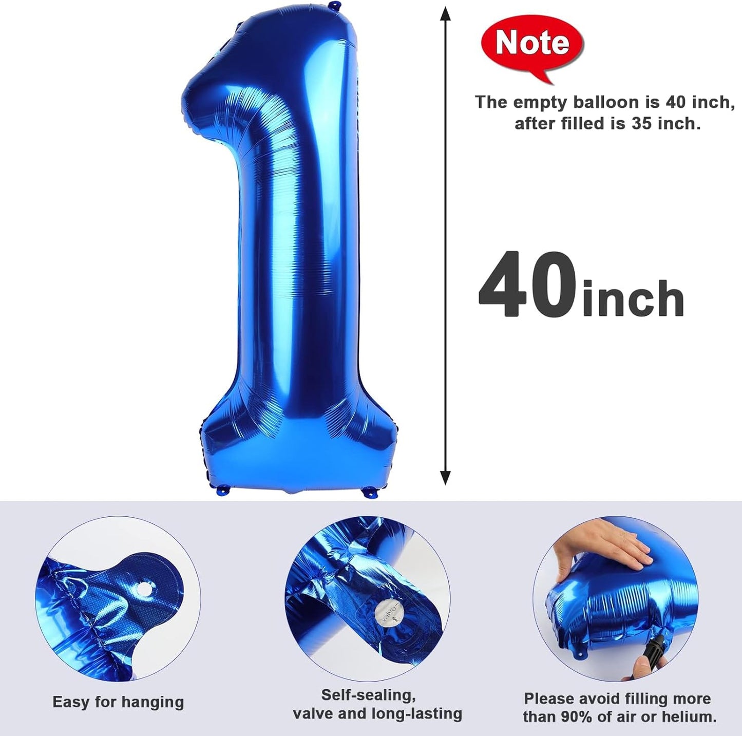 Number 17 Balloon - 40 Inch Dark Blue Foil Decoration for 17th Birthday & Anniversary Celebrations