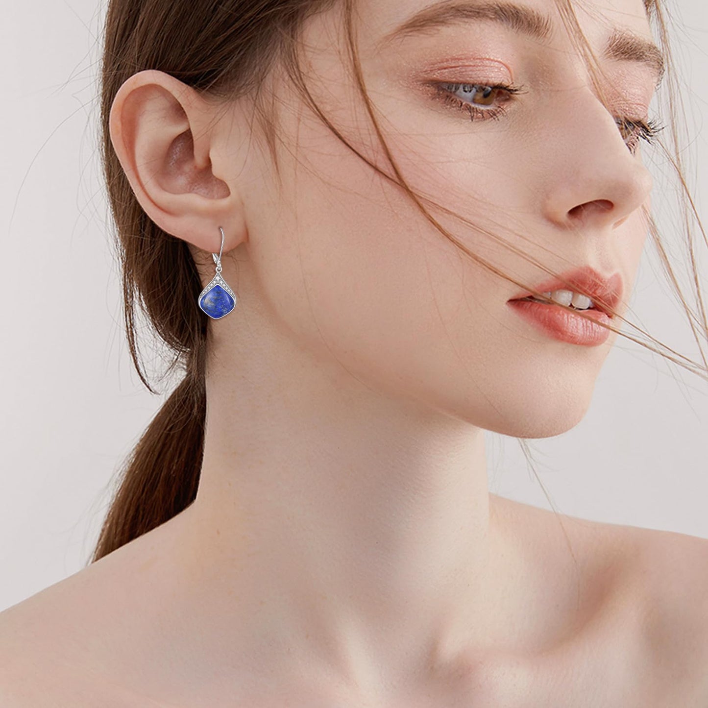 Lapis Lazuli Teardrop Earrings for Women Sterling Silver Cubic Zirconia Teardrop Drop cubic Zirconia Dangle Earrings Jewelry Christmas Gifts for Women