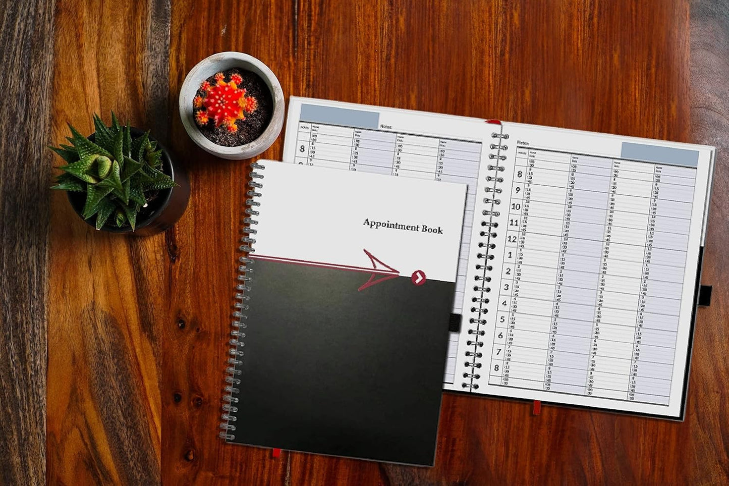 Business Appointment Book with 15-Minute Slots, Undated 2-Year Planner, Large Hardcover, Multiple Schedules, Daily/Hourly
