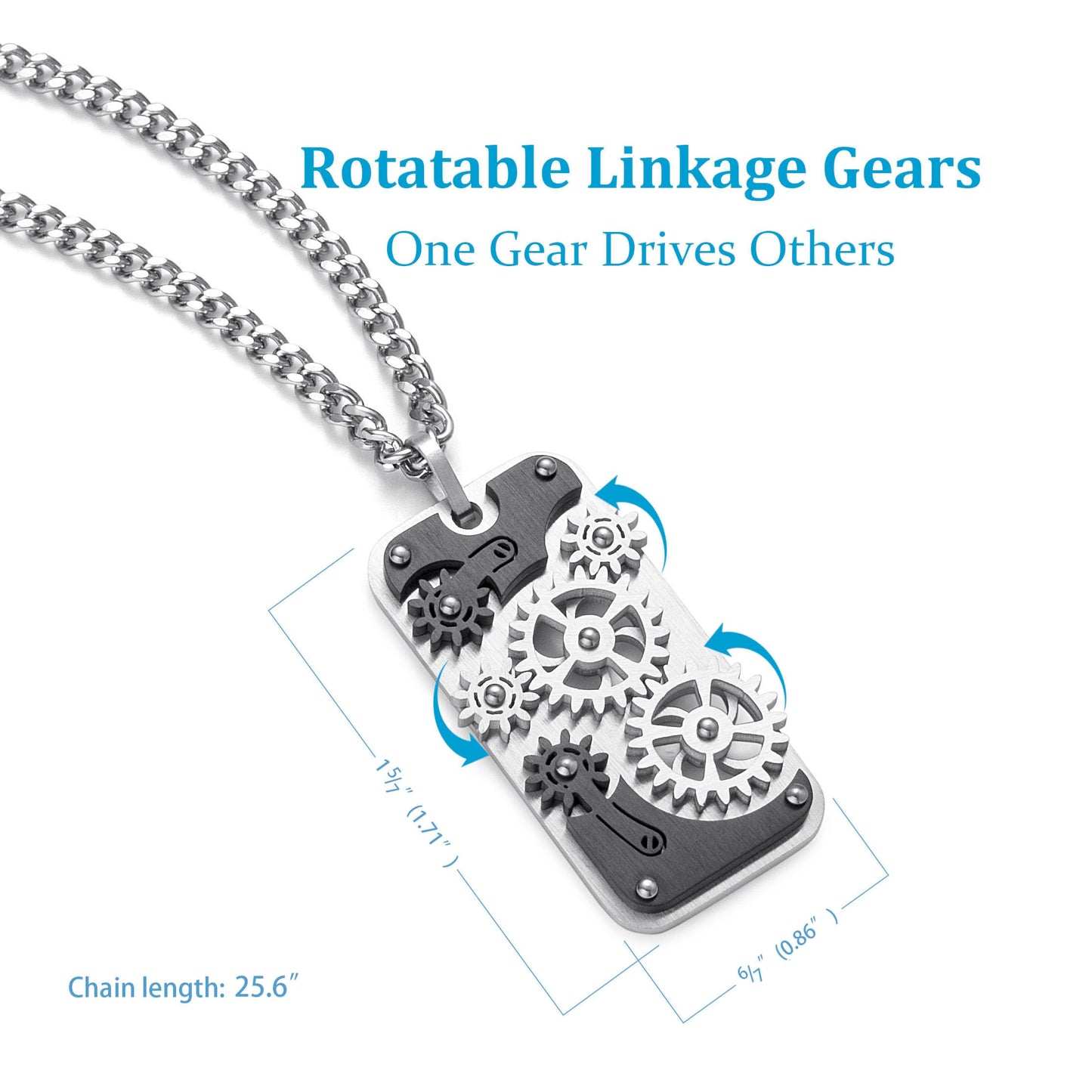 Velryn Stainless Steel Mechanical Rotatable Gear Pendant Necklace for Mens – Fidget Jewelry for Anxiety Relief, Stress – Steampunk Cyberpunk Accessories for Men – Gifts for Father Husband Boyfriend