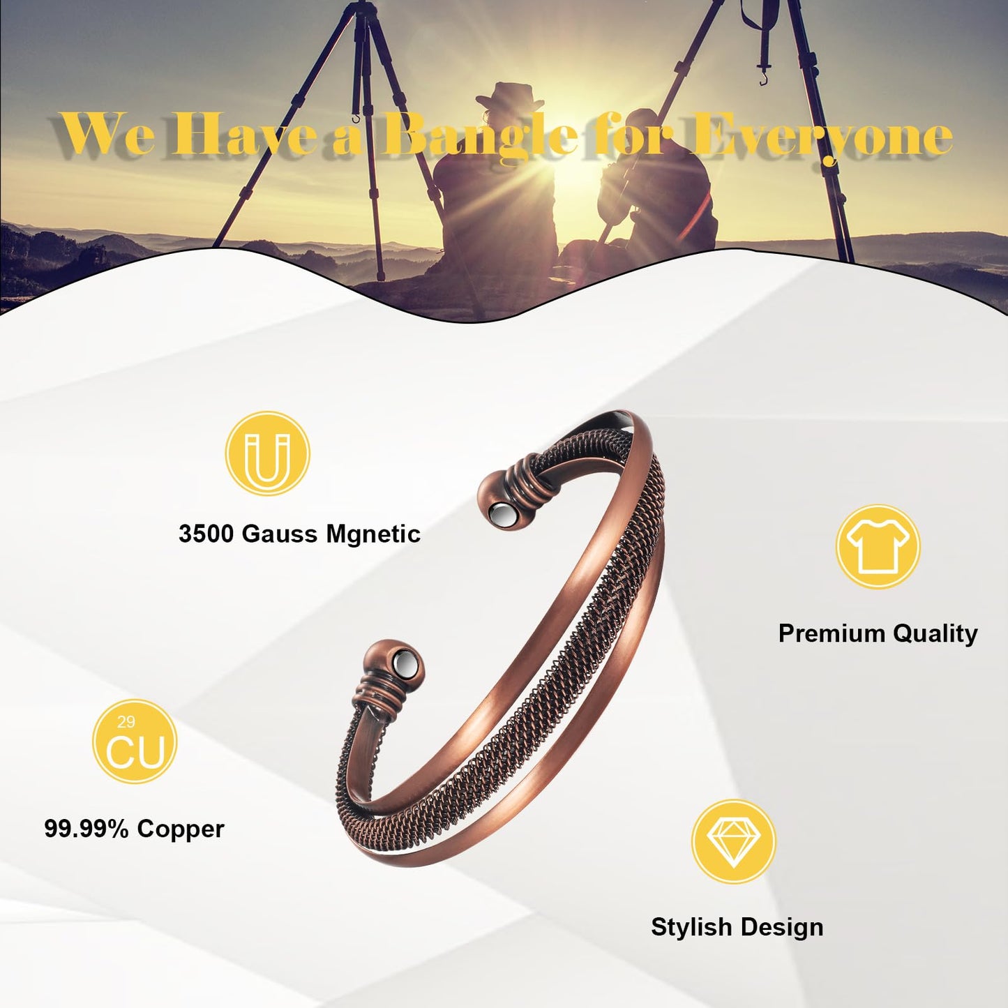 EnerMagiX Copper Bracelets for Women, 99.9% Retro Pure Copper Set Magnetic Bracelets, Fashion Healthy Jewelry (2023)