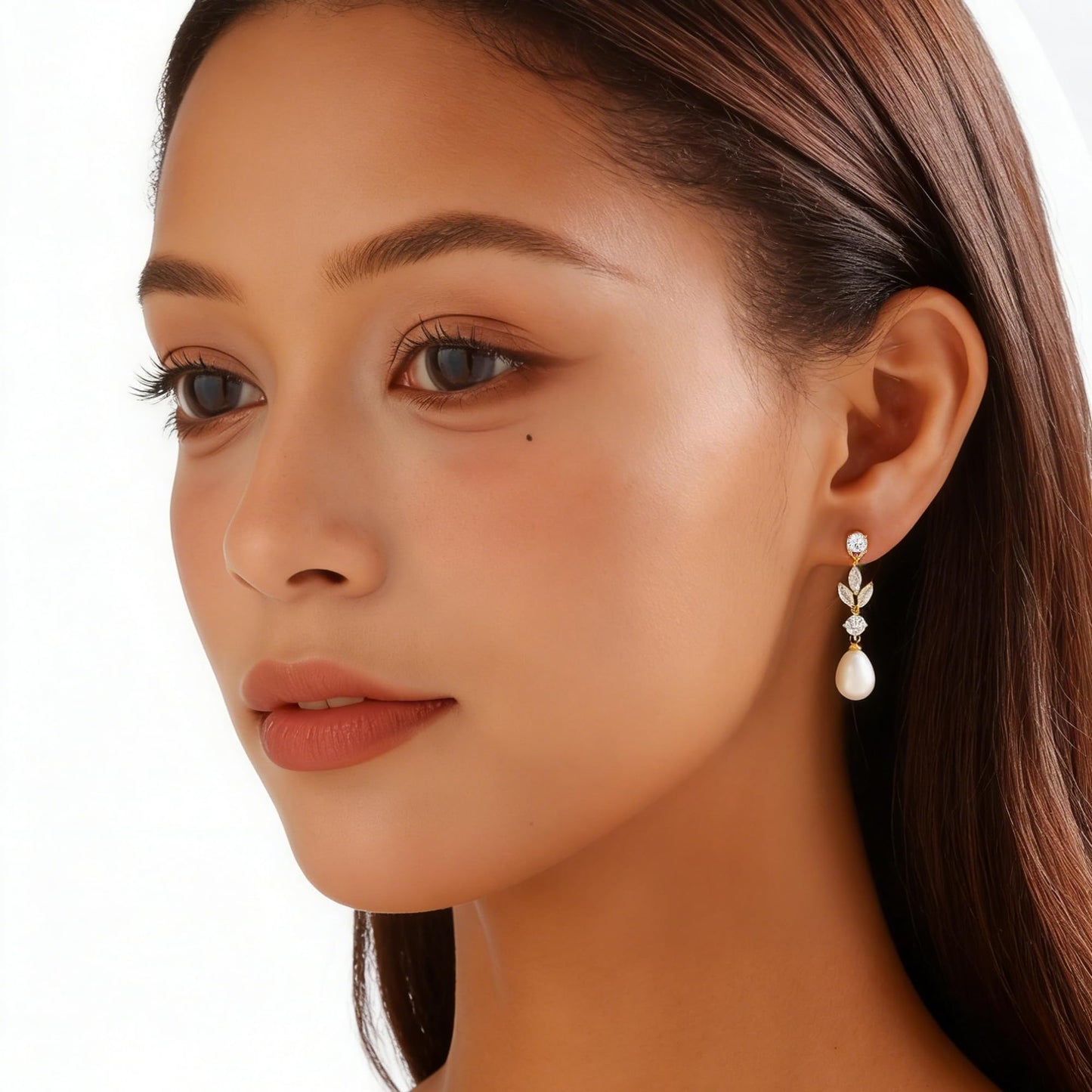 Pearl Earrings for Women Dainty Diamond Pearl Drop Earrings 14k Gold Plated Dangle Earrings for Women Weddings Gifts Bridesmaid Gifts
