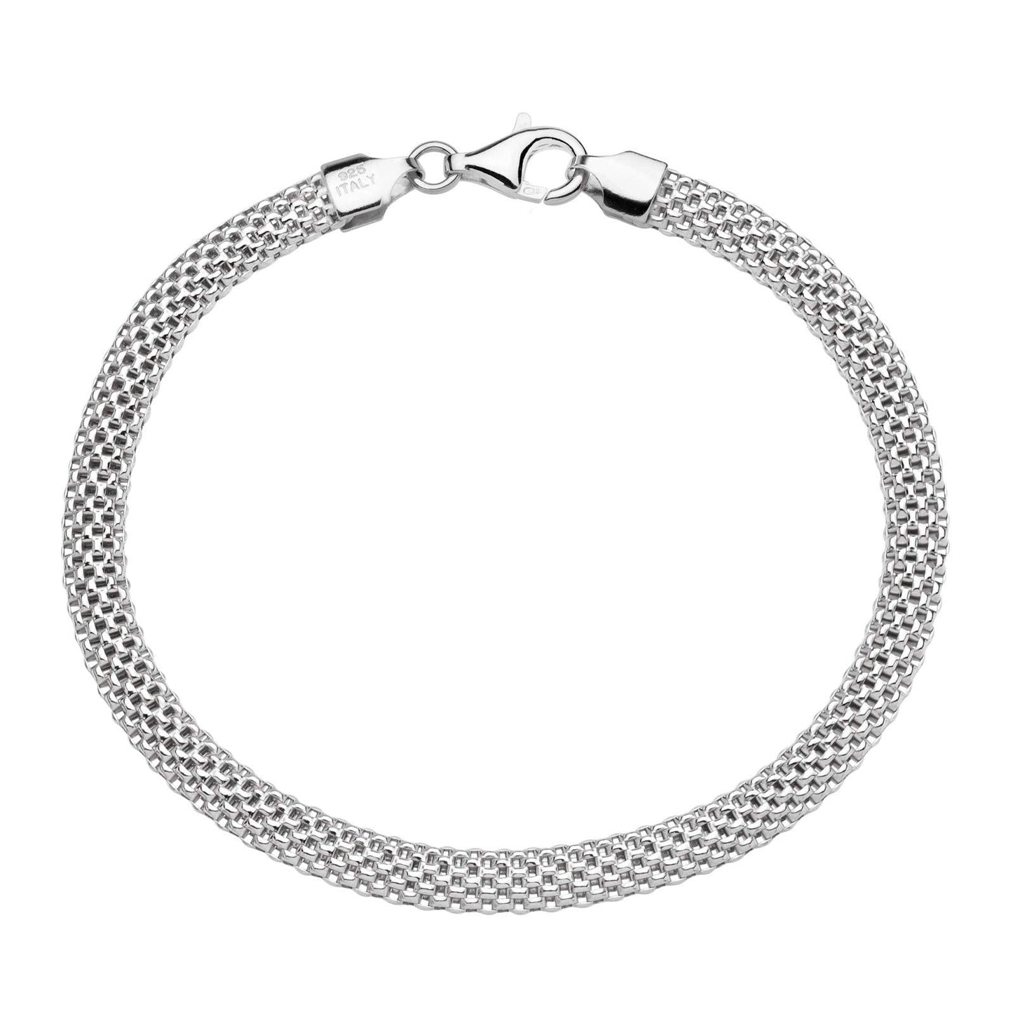 Miabella 925 Sterling Silver Italian 5mm Mesh Link Chain Bracelet for Women, Made in Italy (7.5 Inches)