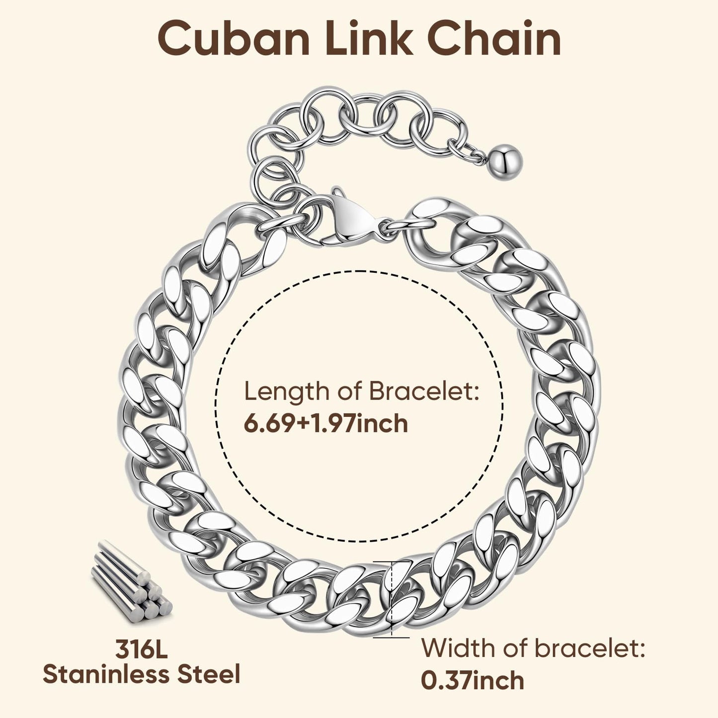 Chunky Gold Bracelets for Women - 18K Gold Plated Cuban Link Bracelet, Stainless Steel Non-tarnish Personality Thick Chain Trendy Jewelry Gifts, Christmas Valentines Prom Birthday Gift for Girlfriend