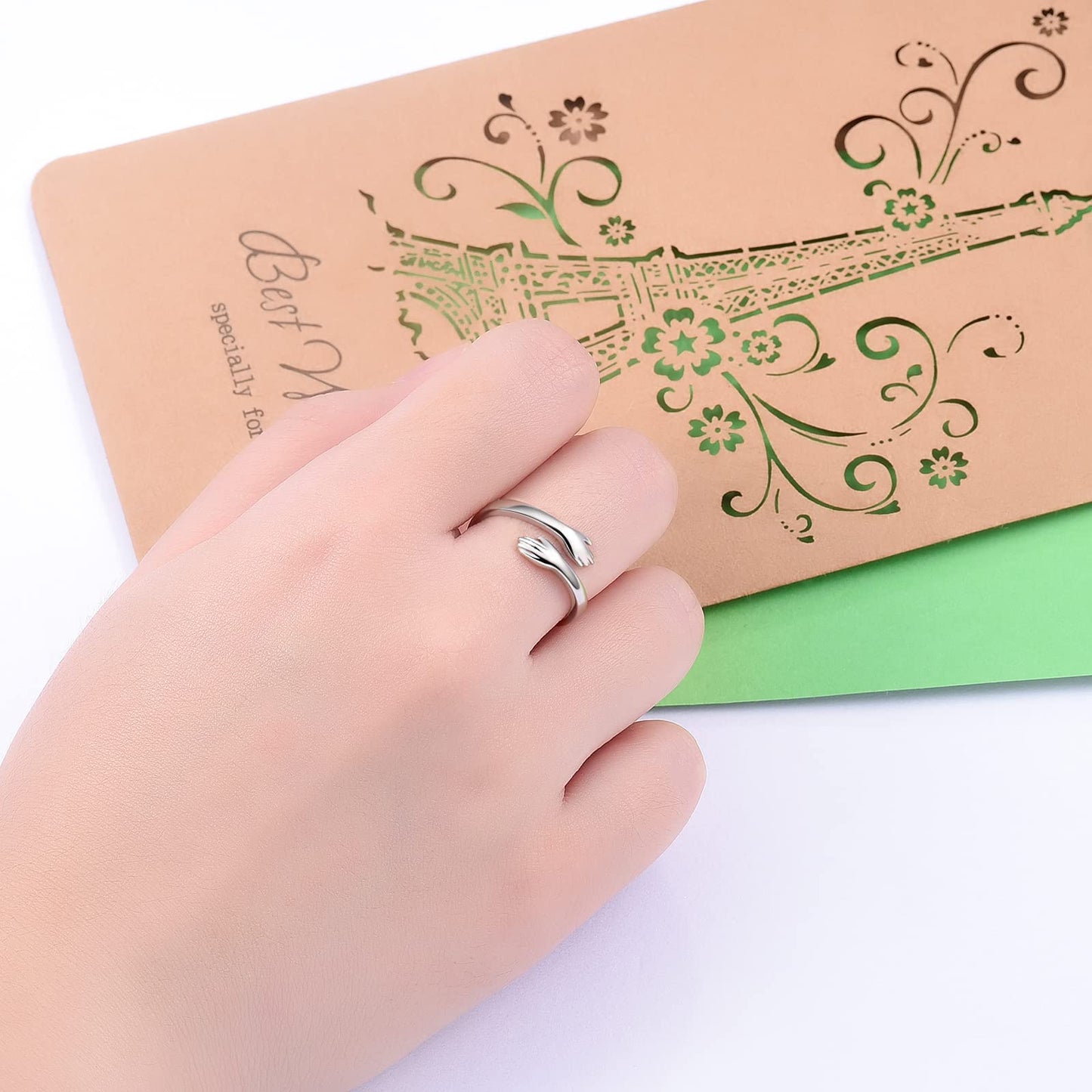 ACJFA Hug Rings for Women Sterling Silver Adjustable Ring for Women Daughter Hand Ring Jewelry for Birthday Gifts Holiday Gift for Teens(DO NO HARM,BUT TAKE NO SHIT)