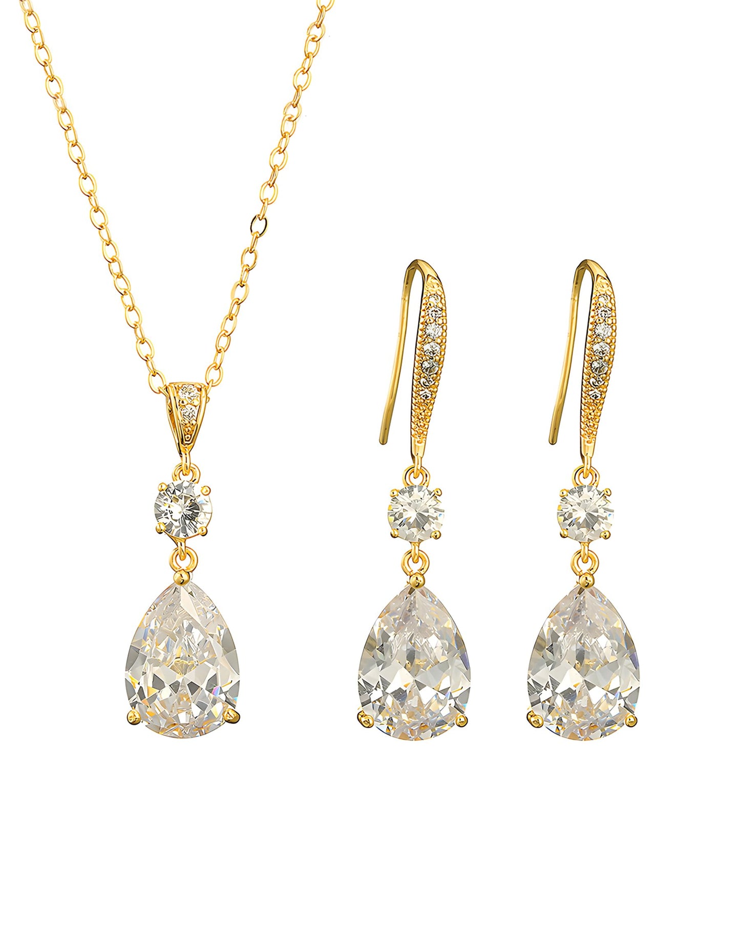 Deerllia Teardrop Necklace Cubic Zirconia Drop Wedding Bridal Pendant Necklace for Women, Rose Gold Plated Copper Brass Micro Inlay CZ Plain Simple Fine Jewelry Gifts Mother's Day Valentines