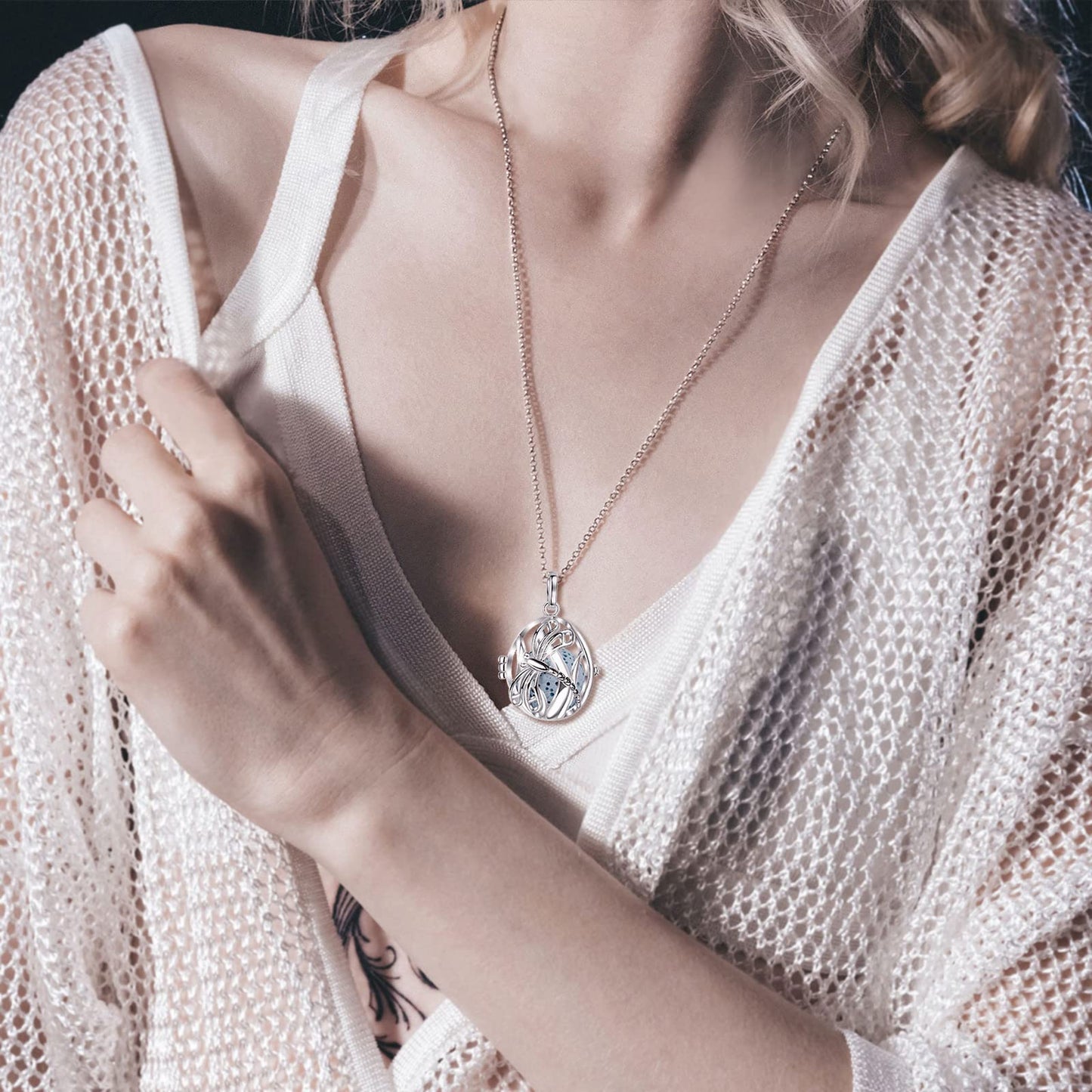 INFUSEU Dragonfly Essential Oil Diffuser Necklace Necklaces for Women Aromatherapy Jewelry 7 Lava Rock Stone Oval Aroma Therapy Scent Pendant Perfume Holder Cage Personal Smelling Wearable Gifts