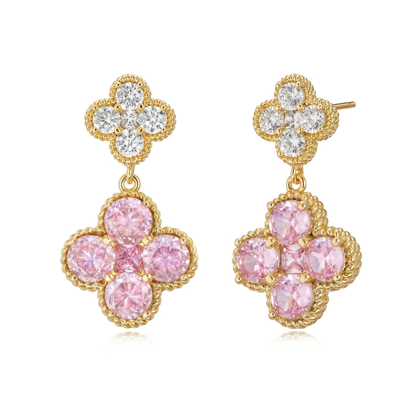 MTMY Dangle Earrings for Women 14K Gold Plated Four Leaf Clover Dangling Drop Birthstone Stud Earrings Trendy Flower Birthstone Jewelry Birthday Gifts(October)