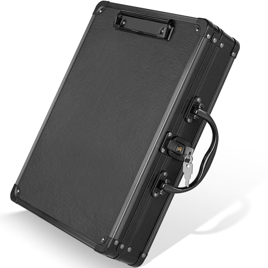 Sooez Key Lock Clipboard Storage Box, Heavy Duty Clipboard with Storage, Metal Locking Box with Handle, Lock Box Maximum Security - Holds Letter Size Paper, 12.5 x 9.5 inch, Black