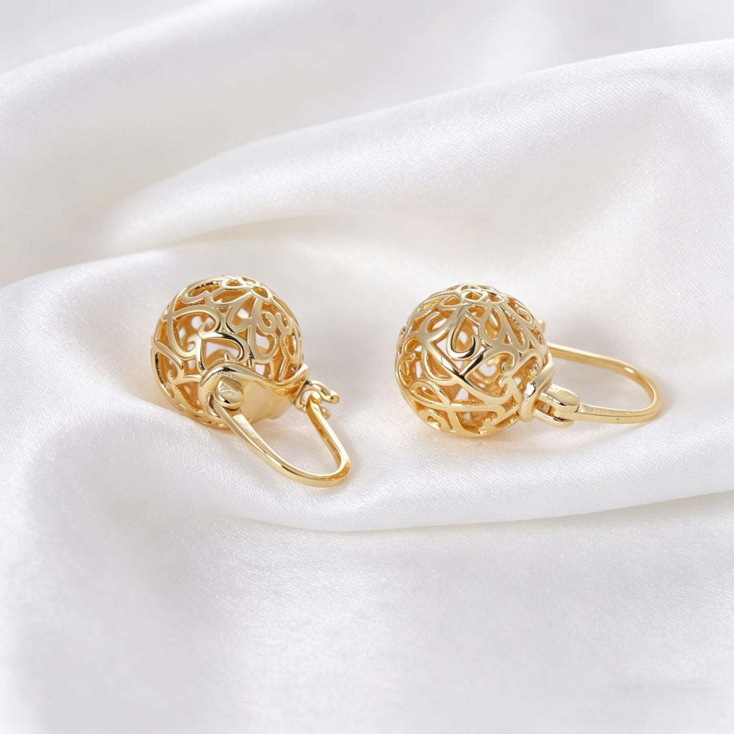 OwMell Elegant 925 Sterling Silver Pearl Drop Earrings Dangle Stud Silver Plated Earrings for Women Large Size 12mm - Celtic Knot Gold