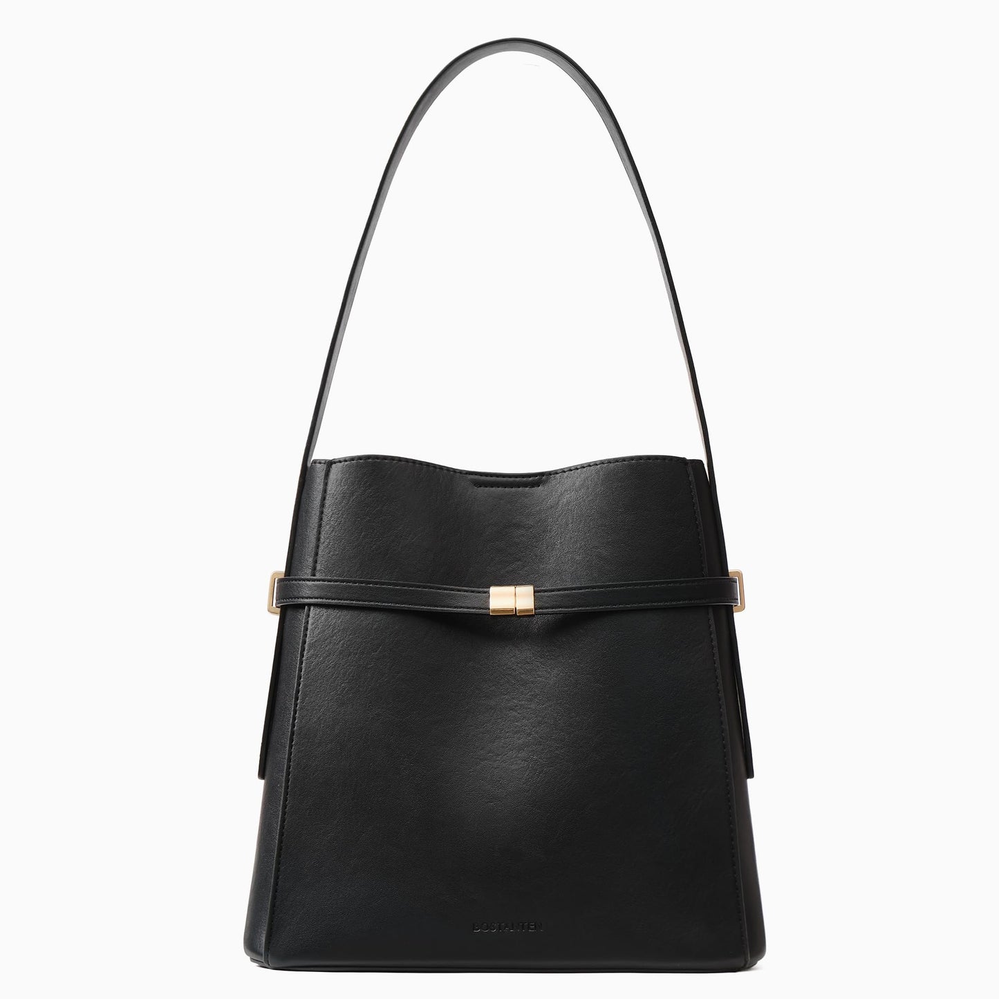 BOSTANTEN Bucket Bag Soft Vegan Leather Purses for Women Trendy Shoulder Handbags with Separate Pouch Black