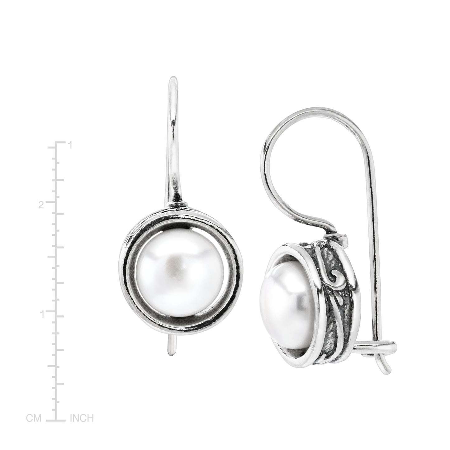 Silpada Freshwater Pearl Drop Earrings for Women, .925 Sterling Silver Dangle Earrings, 8mm