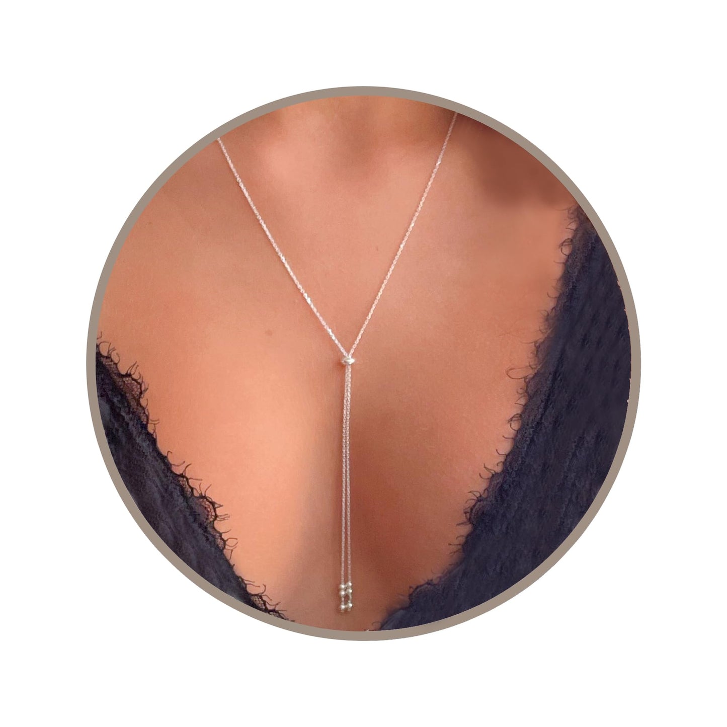 Annika Bella Silver Lariat Necklace, Silver Necklaces for Women, Drop Y Design, Feminine Jewelry, Evening Wear Jewelry, Gift for Her, Wedding Accessories