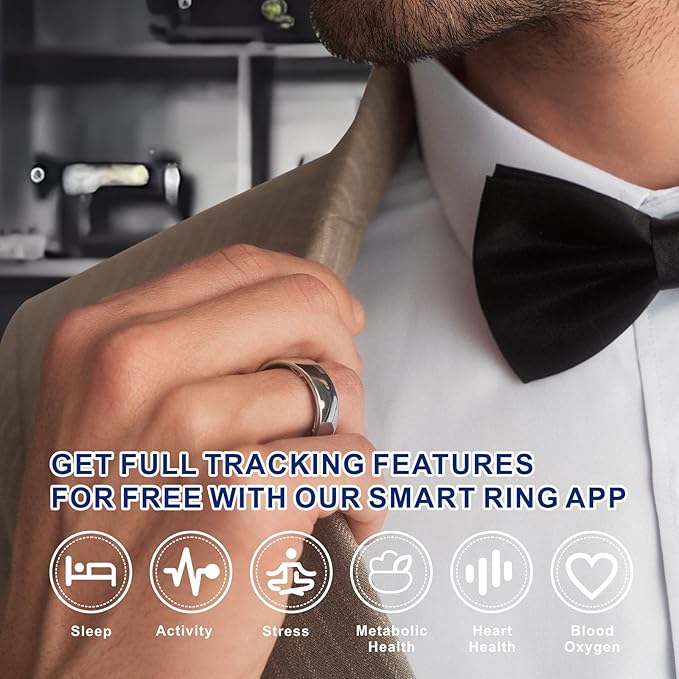 Smart Ring, Activity Trackers, Sleep Ring, Fitness Tracking, Stress Tracker, Heart Rate, Meditation, Temperature, Respiratory, No App Subscription, Women, Men, iOS, Android (Silver, 13)