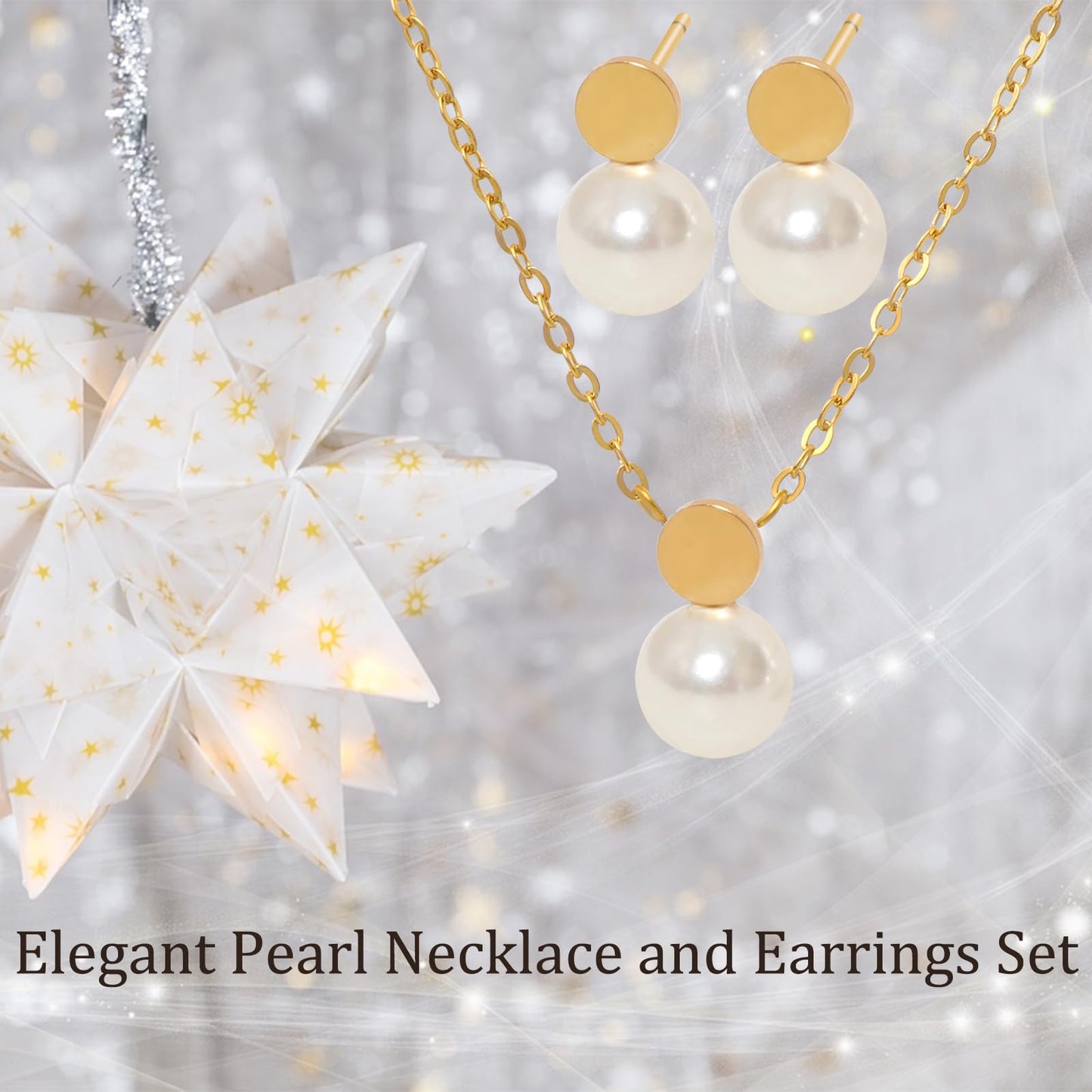 TaYolnFaSo Adorable Little Pearl Jewelry Set for Female Dainty Pearl Necklace Earrings Set Prom Jewelry Gift for Women
