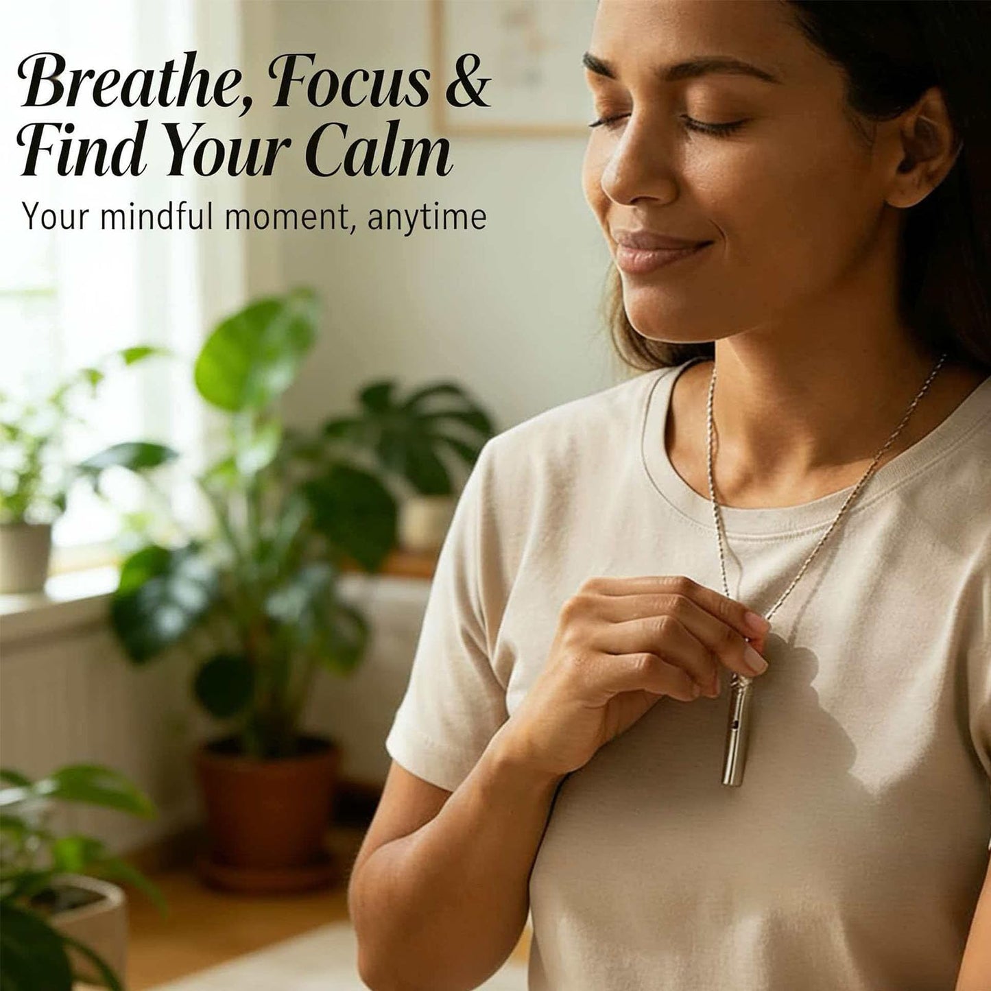 phaxud Stainless Steel Mindfulness Breathing Necklace for Anxiety Original Upgrades Quit Smoking Necklace with Essential Oil Diffuser Multifunctional Jewelry (G)