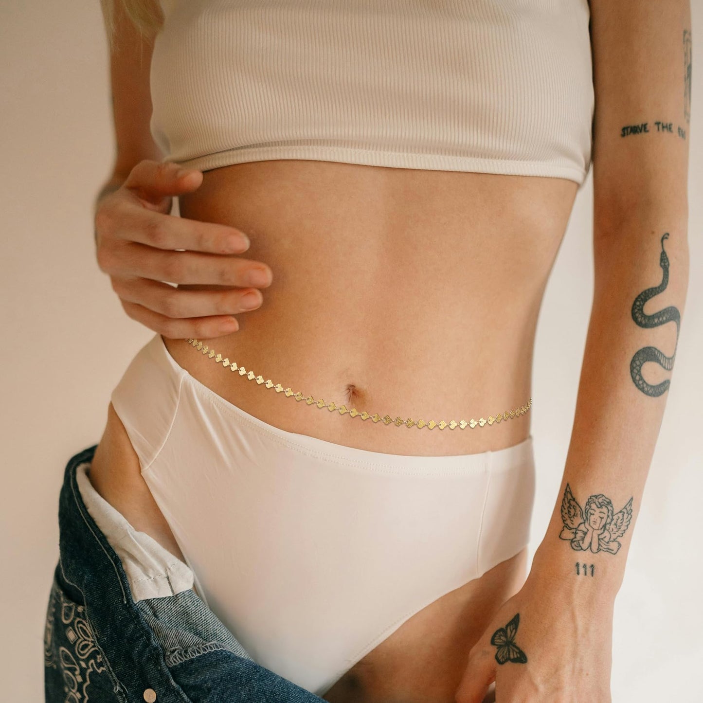 HSWYFCJY 1PCS/2PCS Gold Waist Chain for Women - Adjustable Shell Belly Chain Jewelry Accessories for Sexy Bikini, Waterproof Layered Summer Body Belt Chains for Beach, Party, 26.7"+9.8" Extender