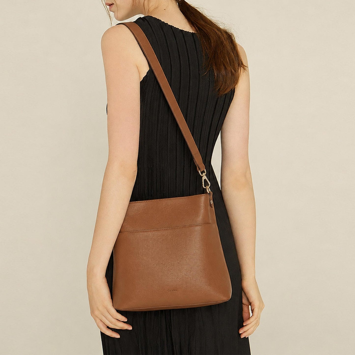 GEMIU Leather Crossbody Bags for Women Ladies Shoulder Purses Women's Cross Body Bag for Travel with Detachable Adjustable Strap Brown