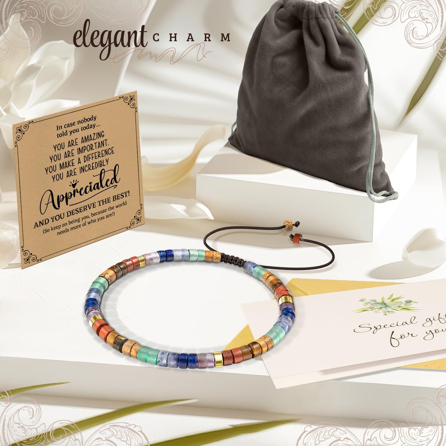 ZOKCC Thank You Gifts Bracelets for Women - Healing Natural Stone Bracelets - Inspirational Appreciation Thank You Gifts for Coworkers Teacher Boss Nurse Employee Friend Farewell